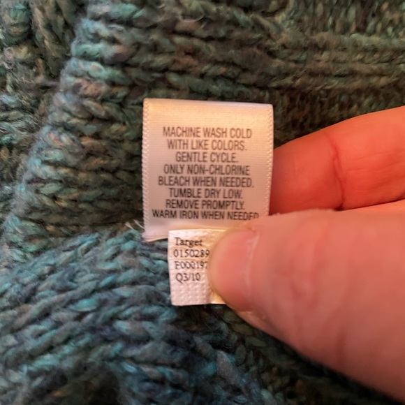 Merona XL Heather Teal Mock Neck Button Up Sweater - Picture 5 of 5